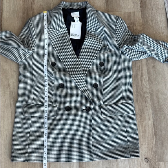 H&M Black and White Houndstooth Oversized Double Breasted Blazer sz M - Picture 5 of 8